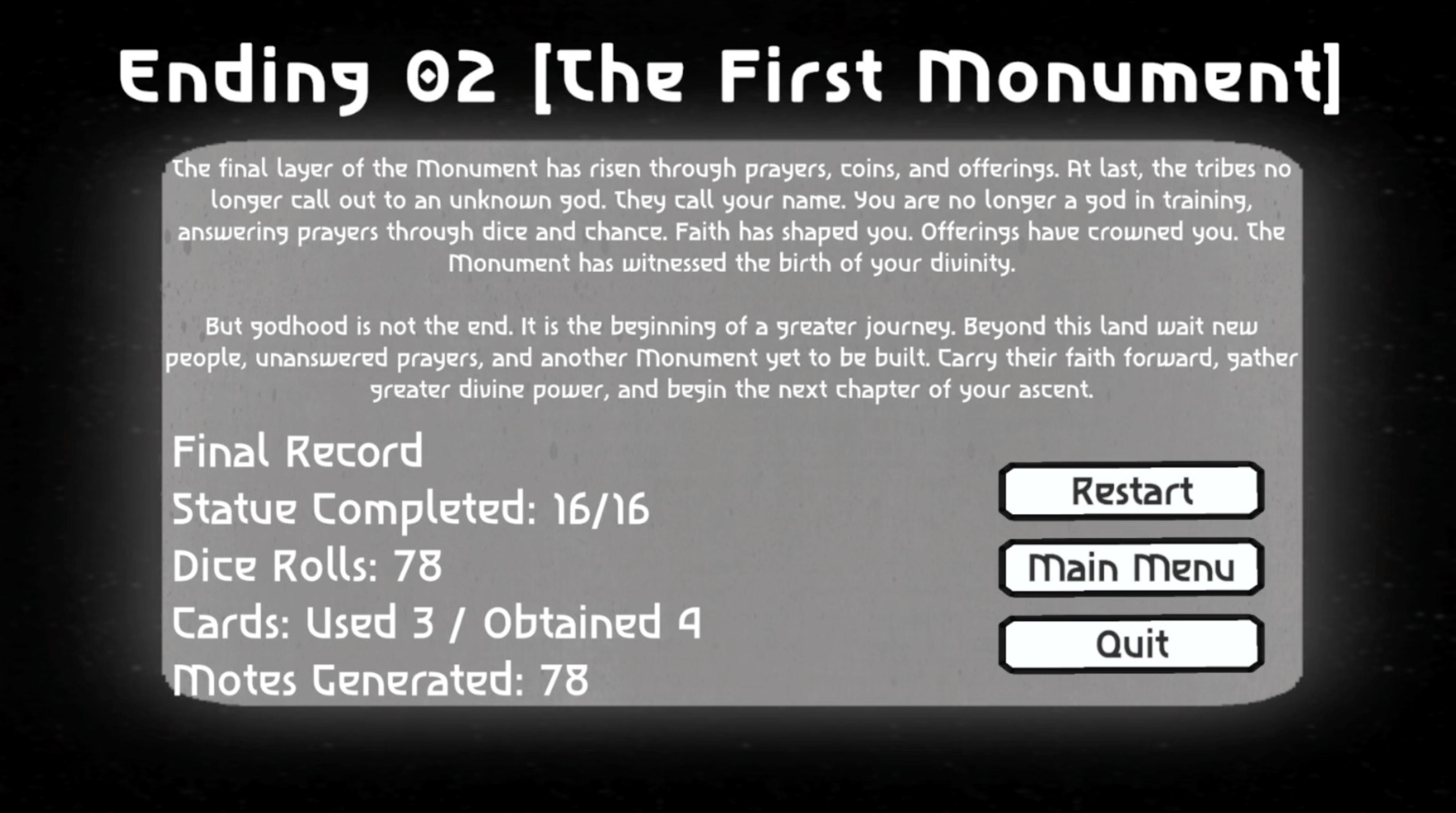 First ending screen from HOLY ROLLER